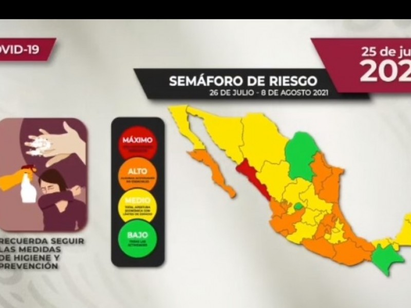 Por incremento en contagios,Guanajuato en amarillo a nivel nacional