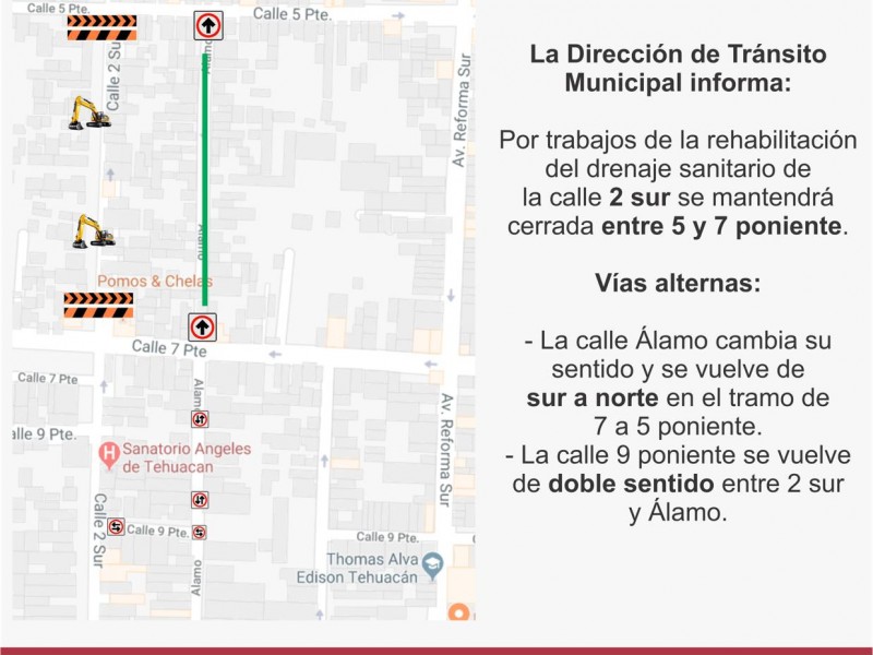 Por obras cierran la Avenida 2 Norte