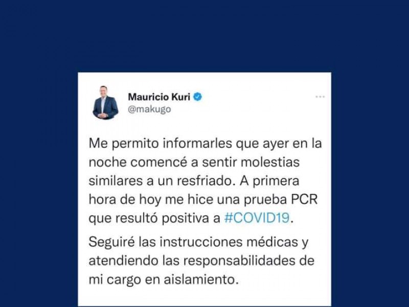 Por segunda vez Gobernador Mauricio Kuri contrae Covid-19