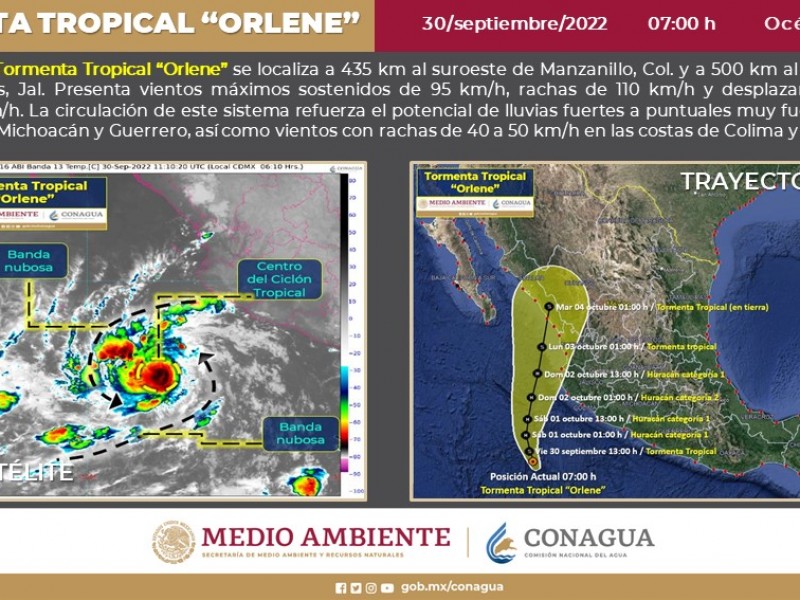 Por tormenta tropical Orlene, pronostican lluvias en Guerrero