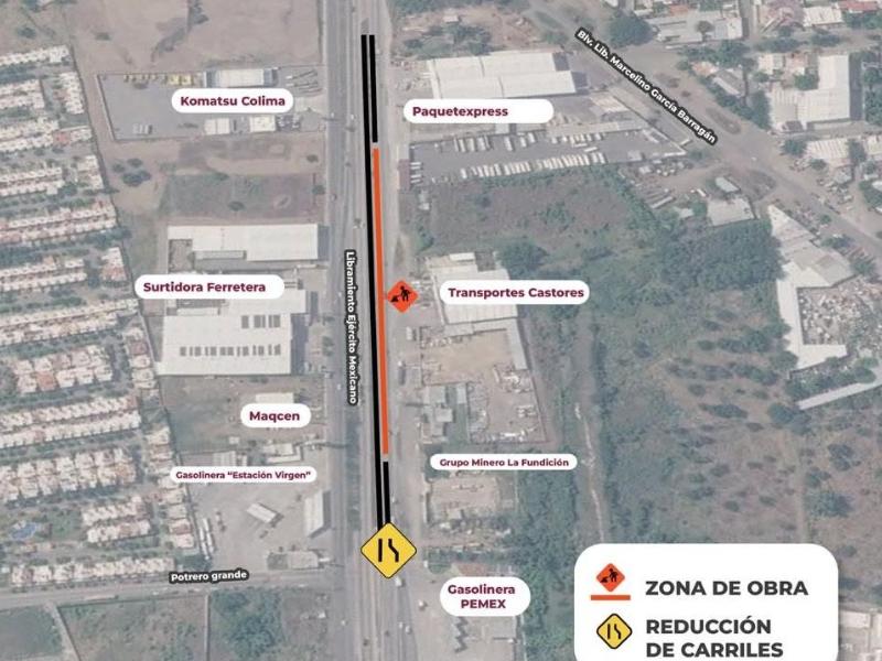 Por trabajos de reparación cerrarán carril del libramiento Ejército Mexicano