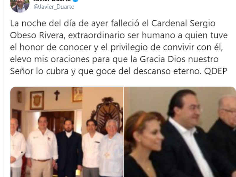 Por twitter lamenta JDO muerte de Cardenal
