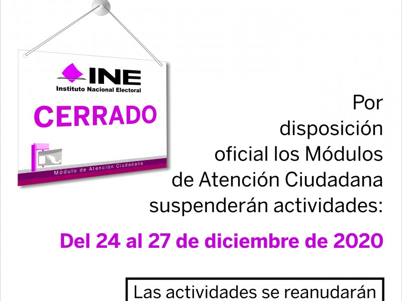 Por vacaciones, módulos del INE suspenderán actividades en Veracruz