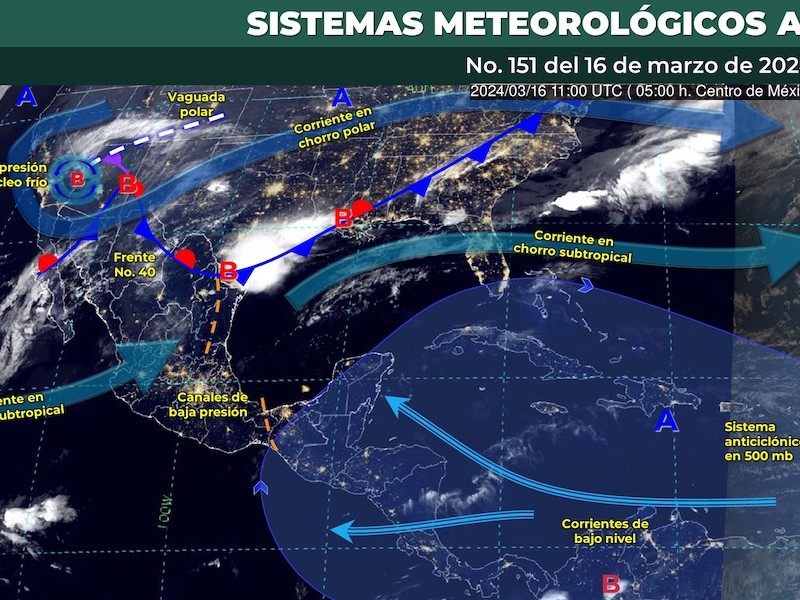 Posibles lluvias en el norte del país este sábado