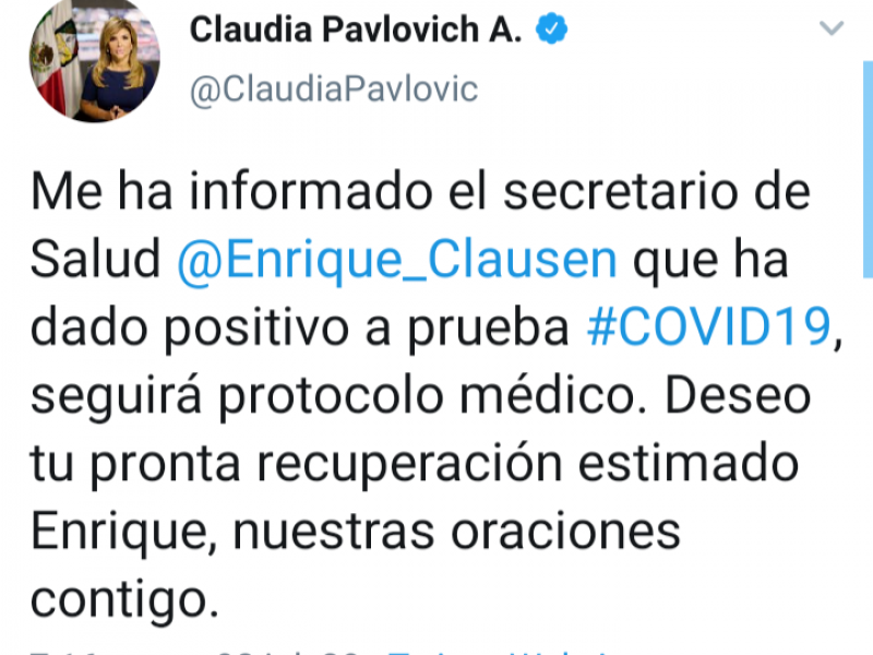 Positivo a Covid-19, Secretarío de Salud en Sonora