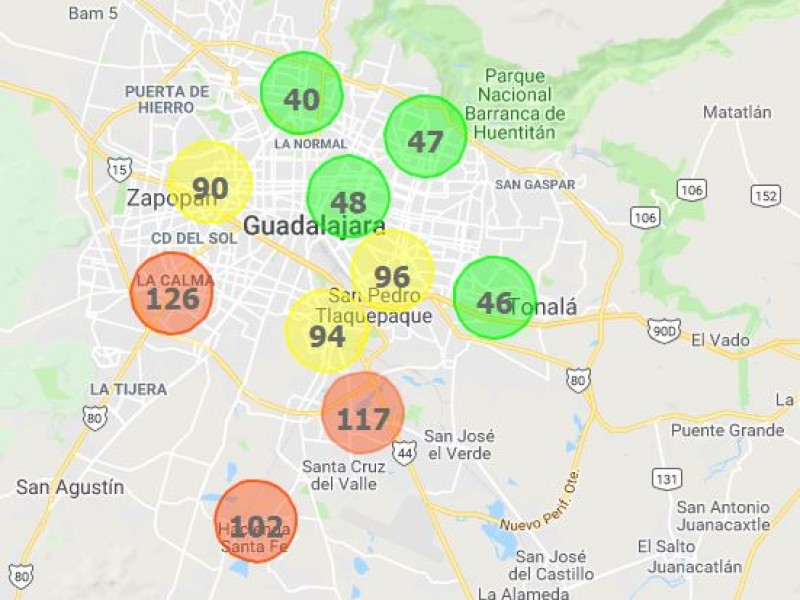 Precontingencia atmosférica de 126 puntos en las Águilas