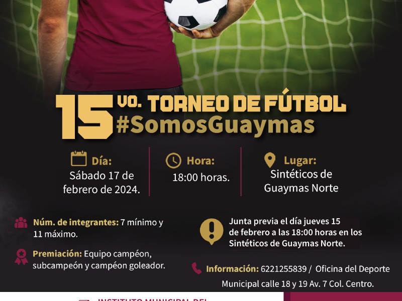 Prepara Instituto Municipal del Deporte el 15vo. Torneo de Fútbol