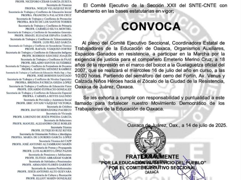 Preparan marcha maestros de Valles Centrales para mañana