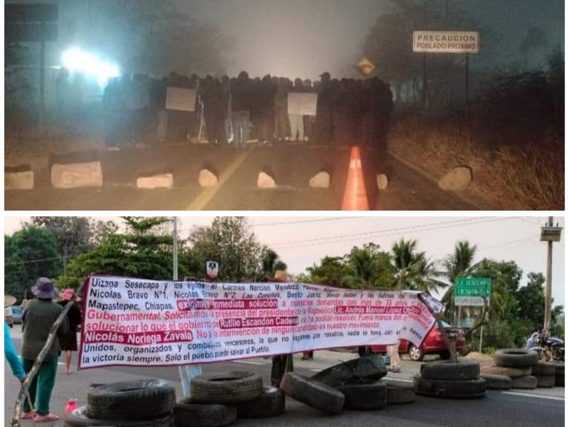 Presencia de bloqueos carreteros en Chiapas
