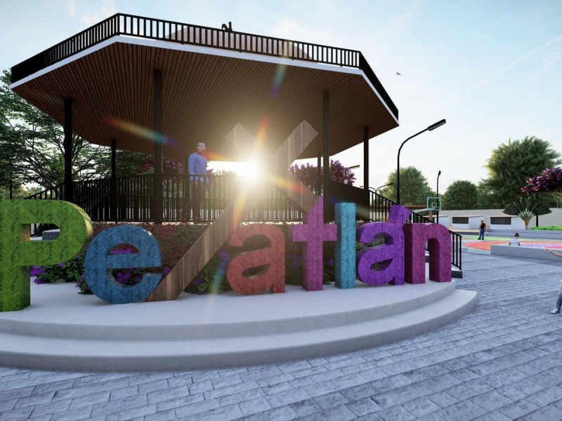 Presentan obra de remodelación de la plaza municipal de Petatlán