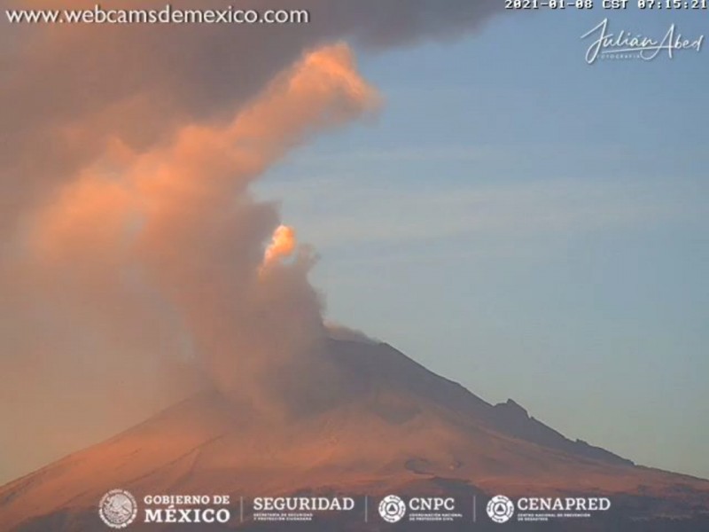 Prevén explosiones y caída de ceniza del volcán Popocatépetl