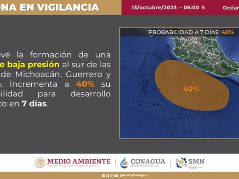 Prevén formación de zona de baja presión frente a Guerrero