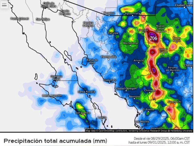 Prevén lluvias fuertes y hasta 45°C en Sonora