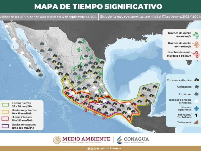 Prevén lluvias para Michoacán este sábado por paso de 