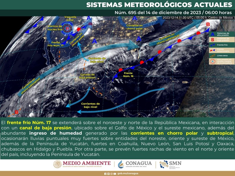 Prevén temperaturas bajas y lluvias aisladas en Oaxaca