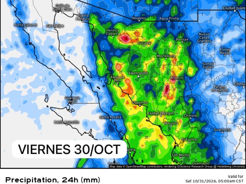Prevén lluvias en Sonora desde este jueves y para el domingo