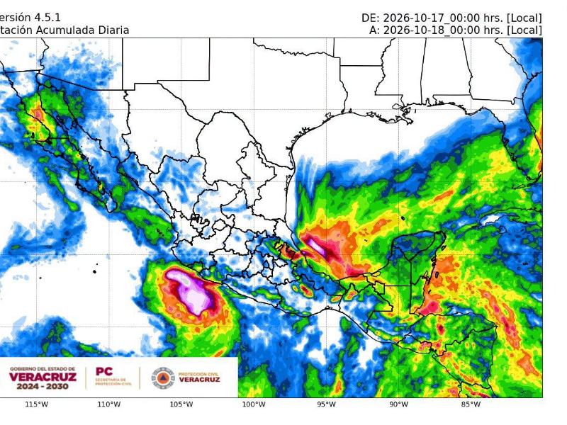Prevén lluvias fuertes en la región Norte de Veracruz; continúa Alerta Gris