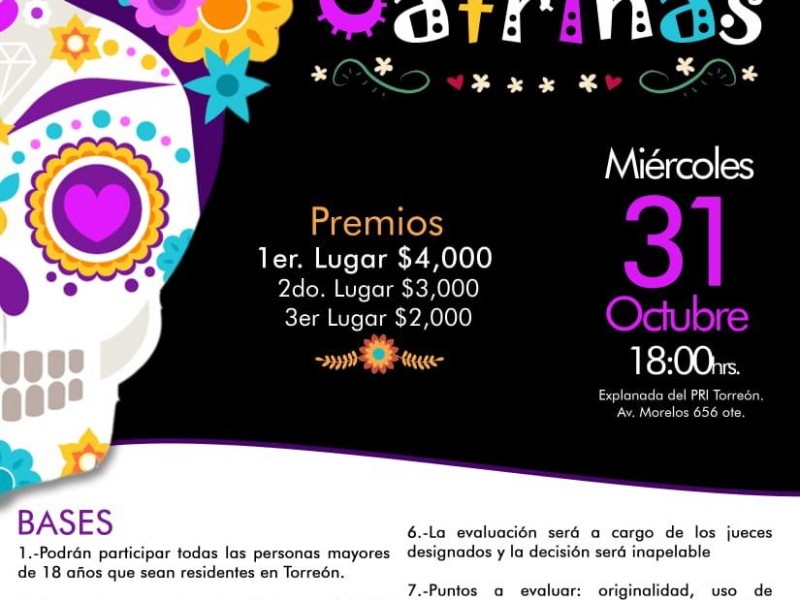 PRI Torreón organiza pasarela de catrinas