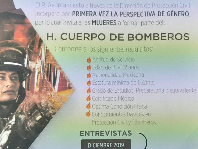 Primera convocatoria para mujeres bomberos en GP