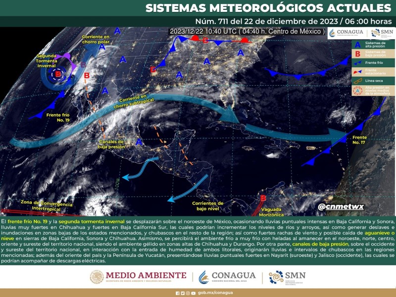 Probabilidad de caída de aguanieve en sierras de Sonora