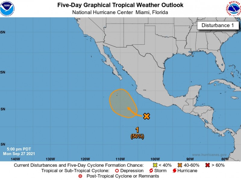 Probabilidad de formarse ciclón en el suroeste de México