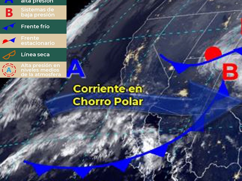 Probabilidad de lluvias dispersas y vientos de 20 a 30km/h