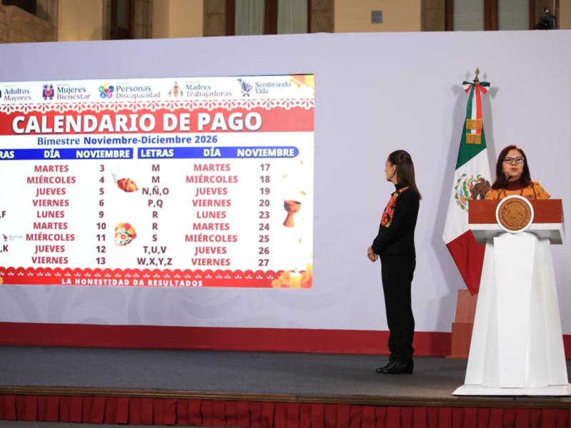 Programas del Bienestar pagarán apoyos del 3 al 27 de noviembre