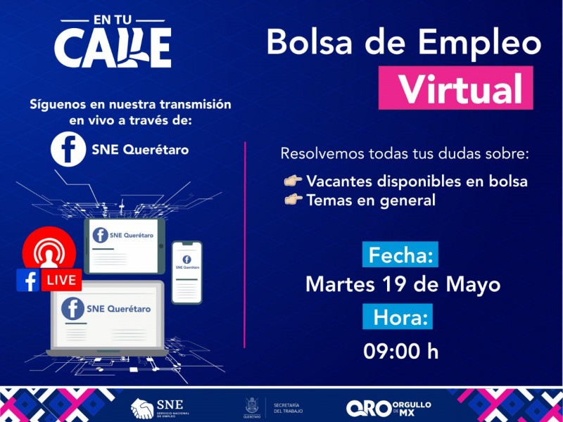 Promocionarán plazas de Bolsa de Empleo Virtual en tiempo real