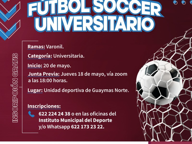 Promueve el Instituto Municipal del Deporte Torneo de Fútbol
