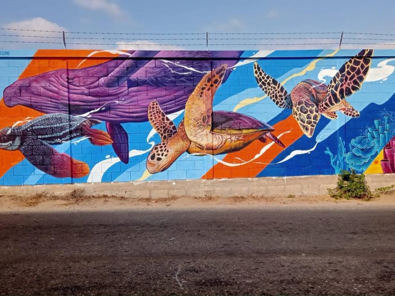 Promueven el cuidado de las especies con mural