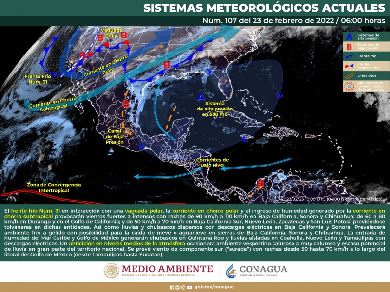 Pronostican ambiente gélido y vientos intensos en noroeste de México