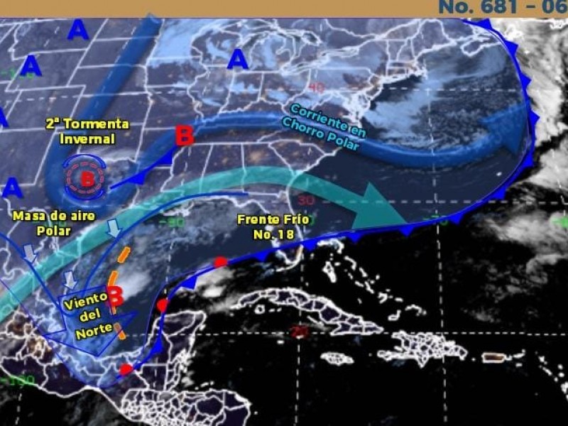 Pronostican entrada de frente frío para gran parte del país