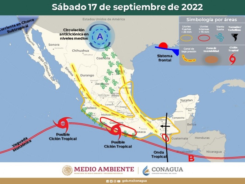 Pronostican incremento de lluvias para las próximas 48 horas