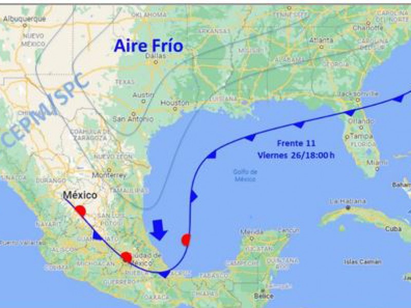 Pronostican ingreso de Frente Frío 11 para este viernes