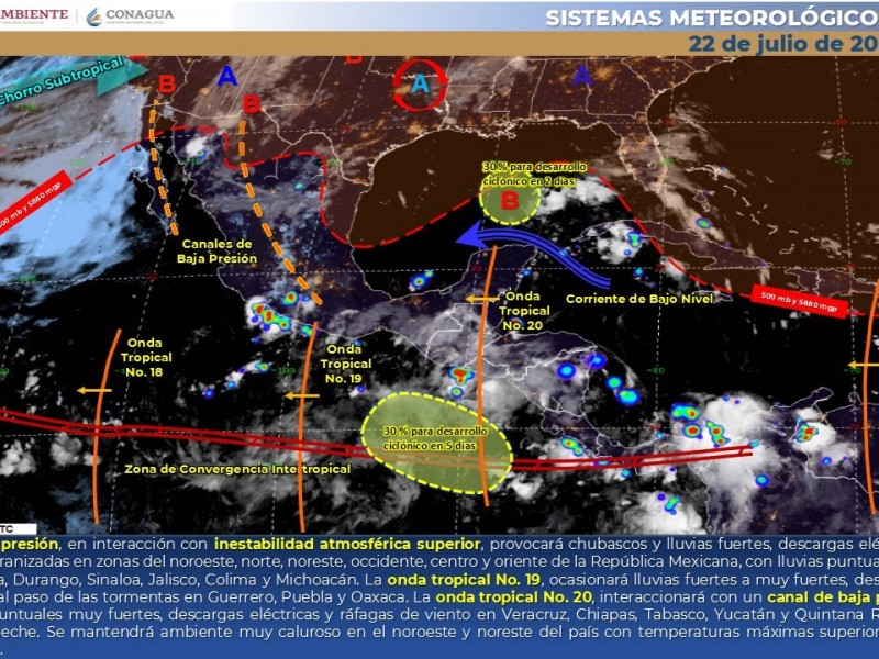 Pronostican lluvias dispersas y rachas de viento en algunas regiones