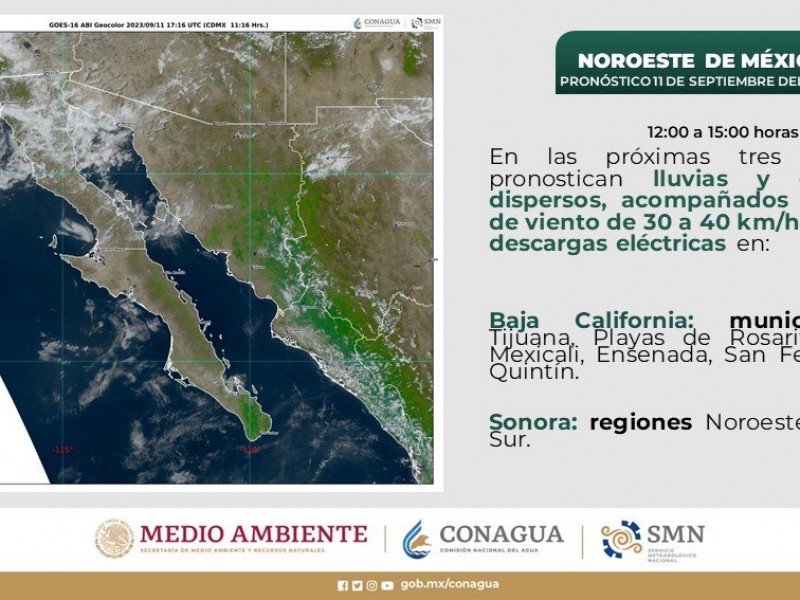 Pronostican lluvias en el oriente, nororiente y sur de Sonora