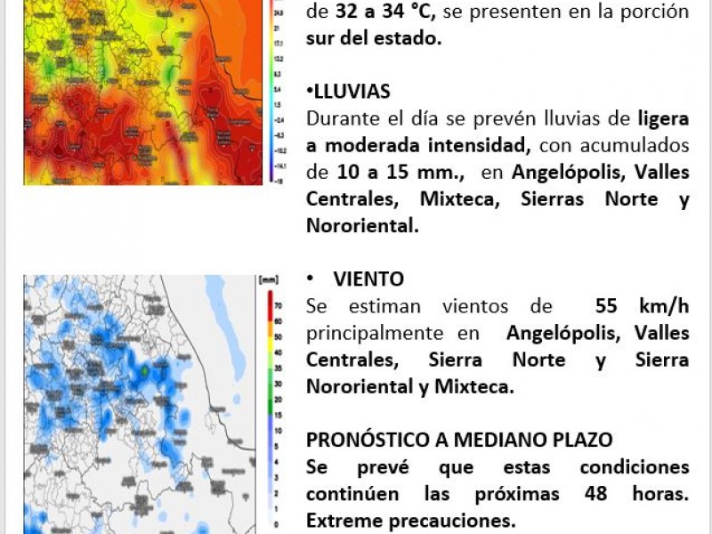 Pronostican lluvias en próximas 48 horas