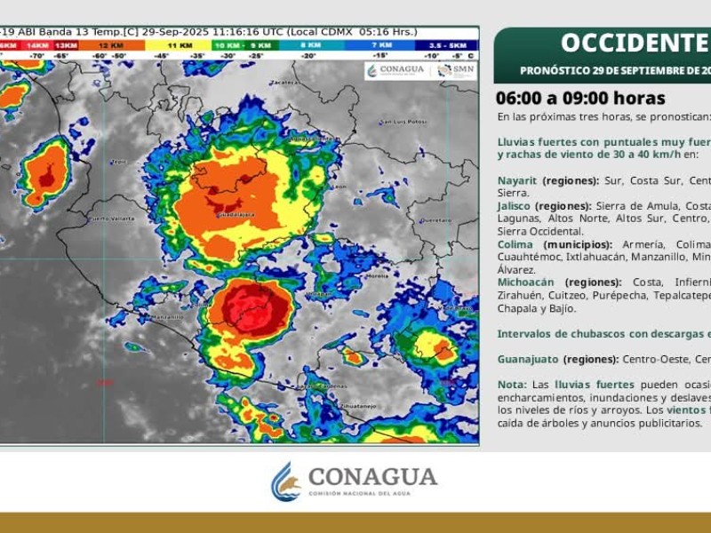 Pronostican lluvias fuertes para Colima durante te las próximas horas