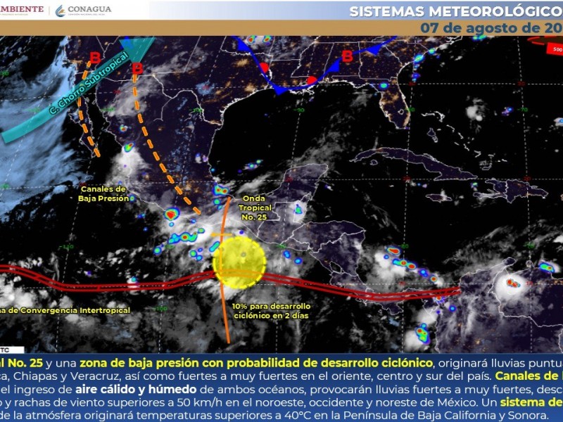 Pronostican lluvias fuertes puntuales dispersas, en regiones del estado