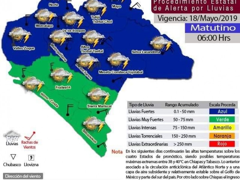 Pronostican lluvias para todo el estado