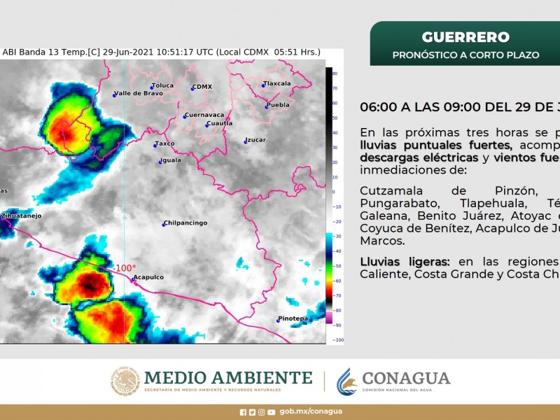 Pronostican más lluvias en 10 municipios de Guerrero