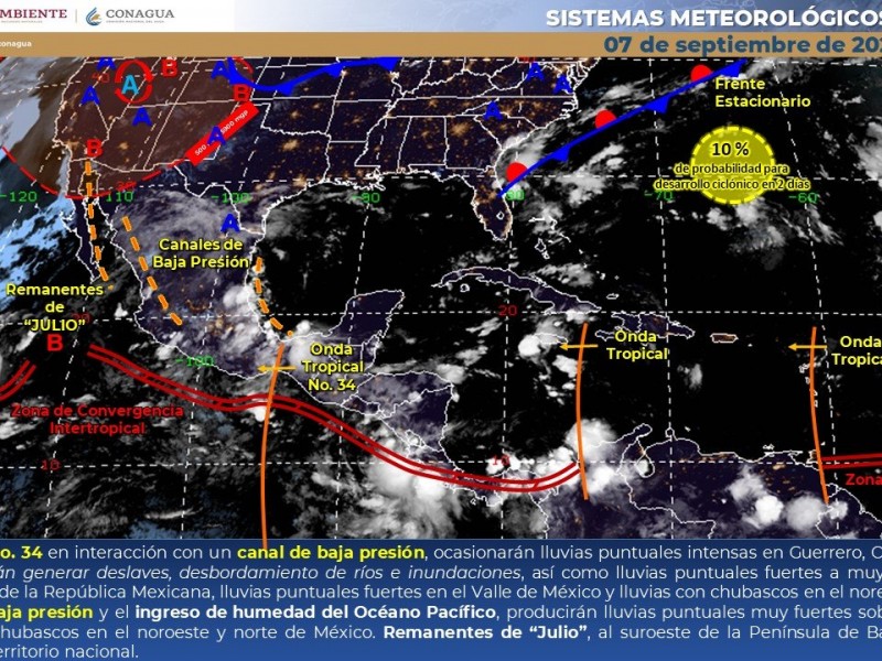 Pronostican rachas de viento y lluvias dispersas en varias regiones