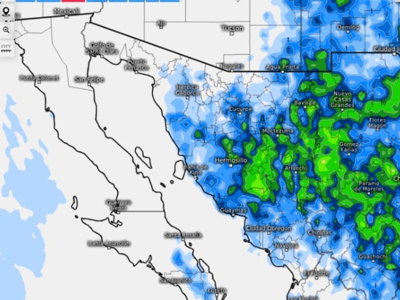 Pronóstico de lluvias para la mayor parte de Sonora