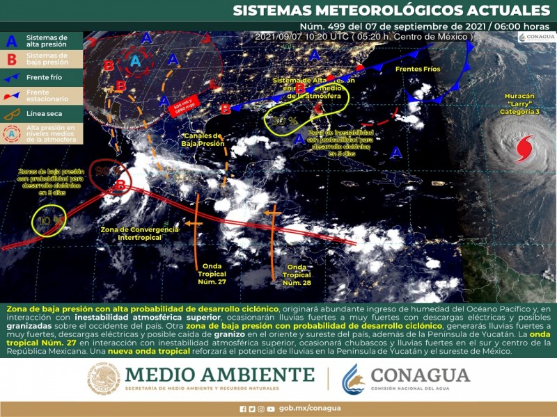 Pronóstico de lluvias y fuertes vientos en Sonora