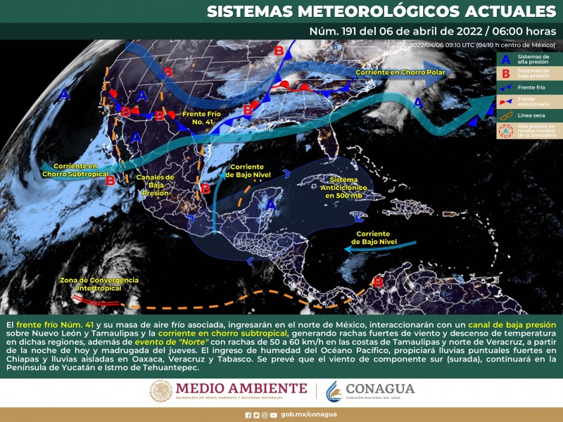 Pronóstico del tiempo, miércoles 6 de abril