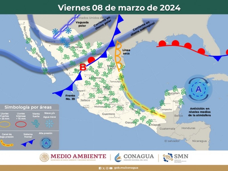 Pronóstico del tiempo en Guaymas con máxima de 23°C