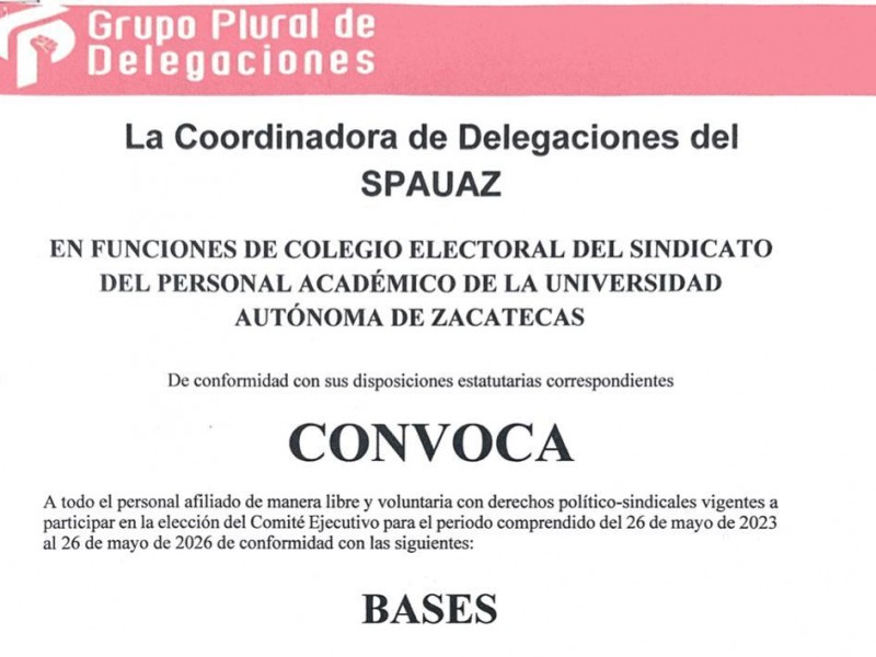 Proponen convocatoria para elección de Comité Ejecutivo: SPAUAZ