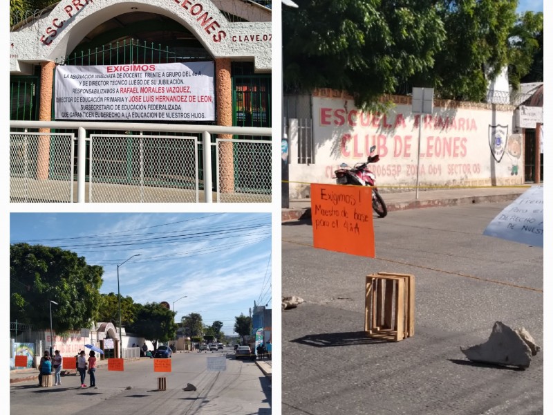 Protestan padres de familia en demanda de maestros de base