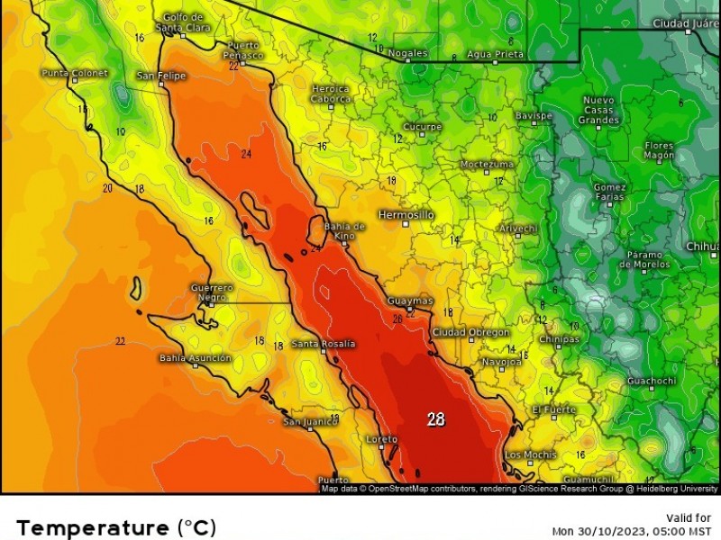 Próximo lunes en Sonora habrá descenso de temperaturas