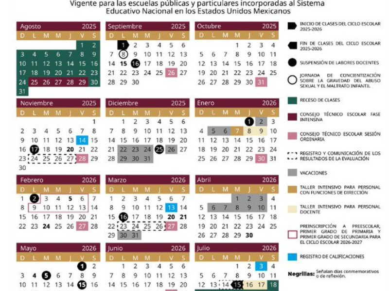 Publican calendario escolar 2025-2026: entérese de las fecha claves
